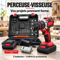 Perceuse-Visseuse sans fil avec 2 batteries, coffret et accessoires